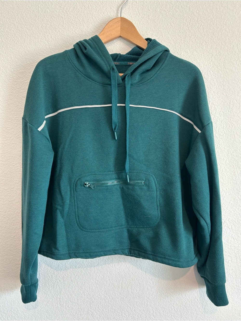 Hind Teal Hooded Crewneck Sweater with Contrast Piping